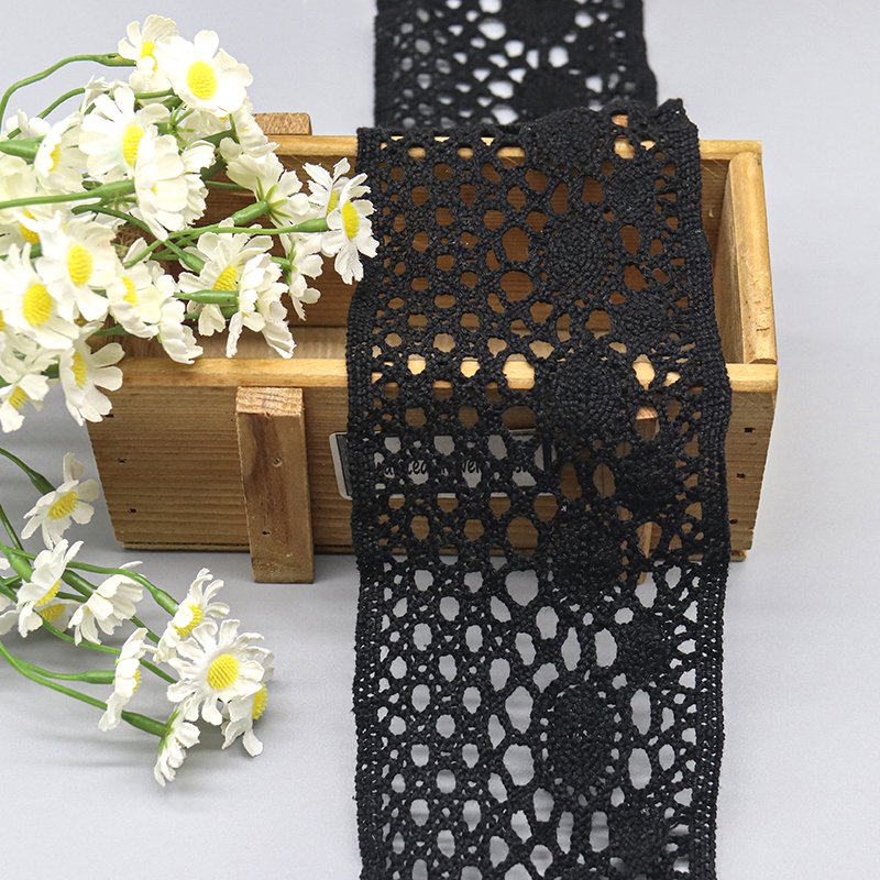 New design black wide Sustainable vintage lace trim decorative lace trim for garment
