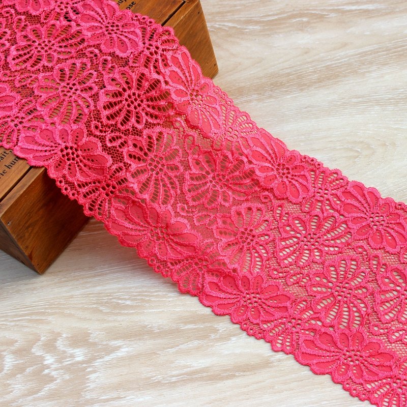 Zeal Wholesale Polyester Ivory White Spandex Trimming Fabric Embroidered Elastic Border Lace Trim Underwear Dresses Clothing