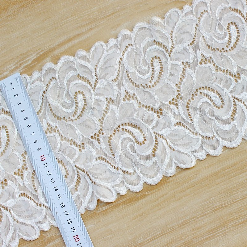 Zeal Wholesale Polyester Ivory White Spandex Trimming Fabric Embroidered Elastic Border Lace Trim Underwear Dresses Clothing