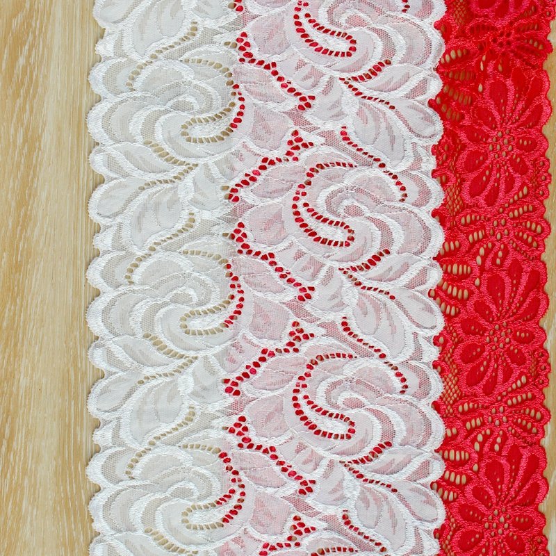 Zeal Wholesale Polyester Ivory White Spandex Trimming Fabric Embroidered Elastic Border Lace Trim Underwear Dresses Clothing