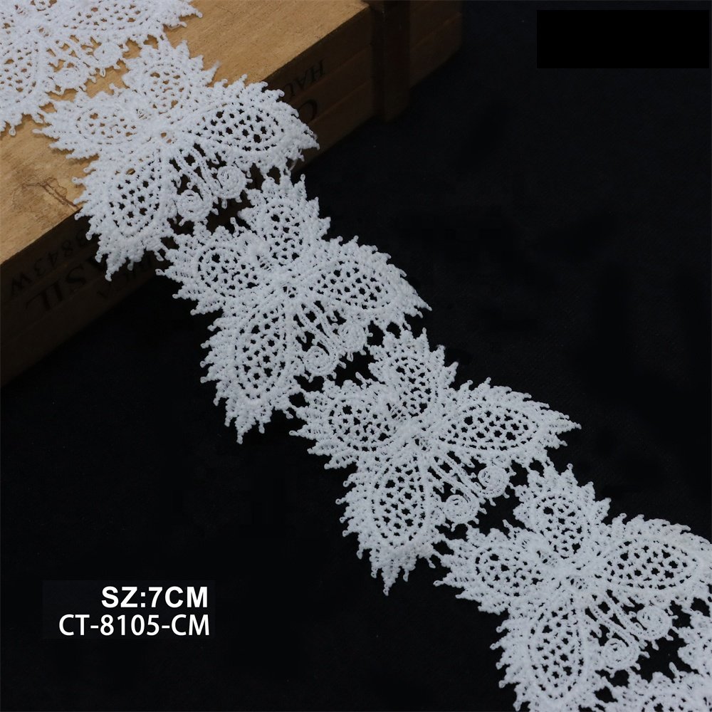 China wholesale various styles polyester white lace trim embroidery water soluble guipure lace trim for dress Decoration
