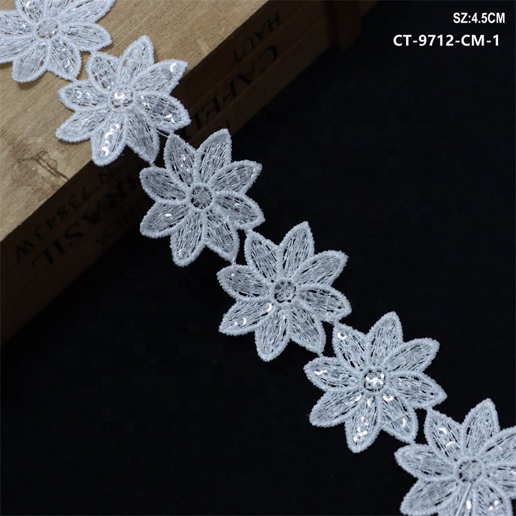 China wholesale various styles polyester white lace trim embroidery water soluble guipure lace trim for dress Decoration