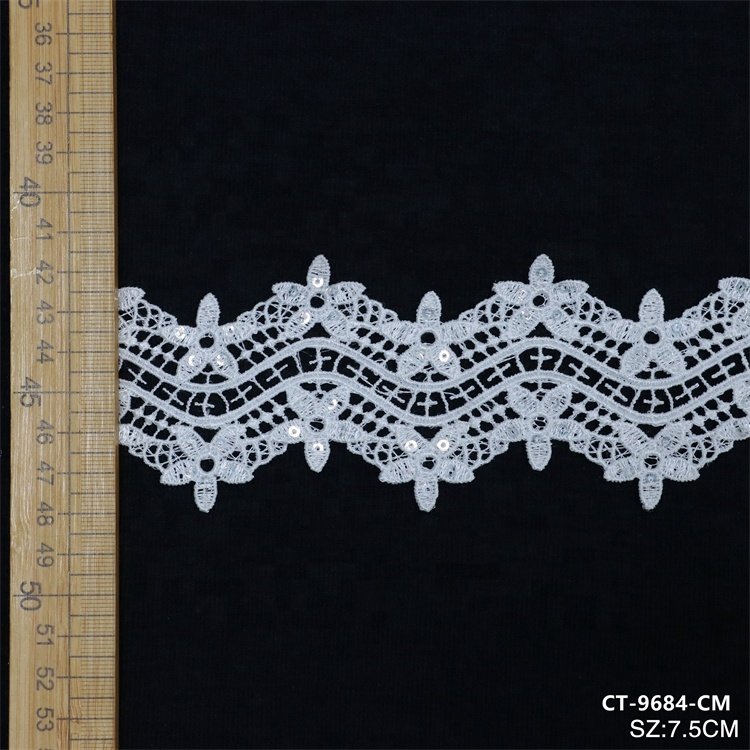 China wholesale various styles polyester white lace trim embroidery water soluble guipure lace trim for dress Decoration