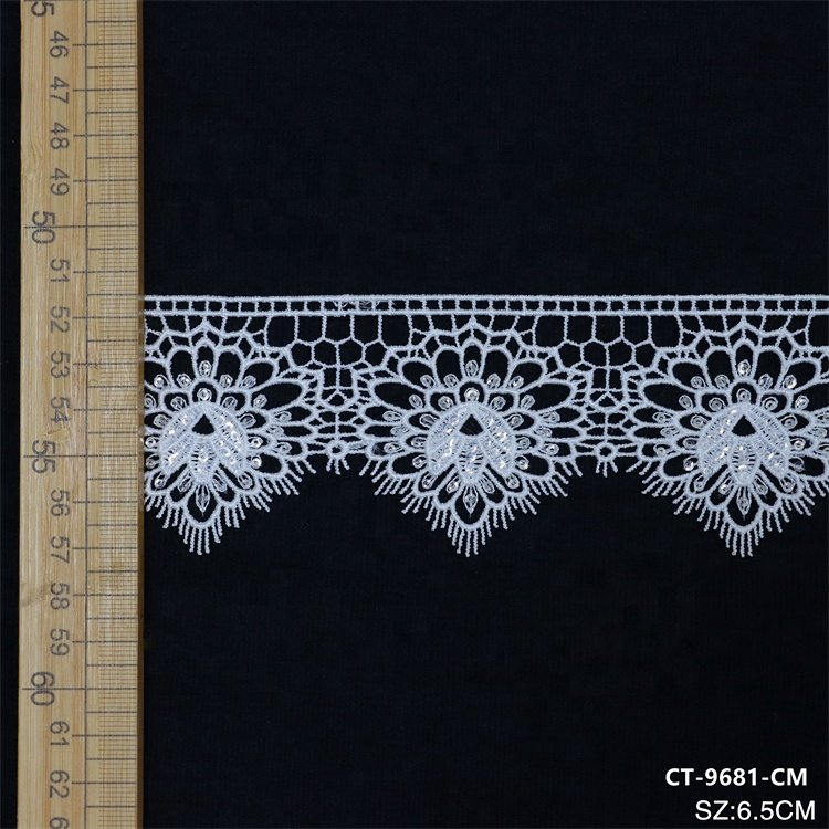 China wholesale various styles polyester white lace trim embroidery water soluble guipure lace trim for dress Decoration