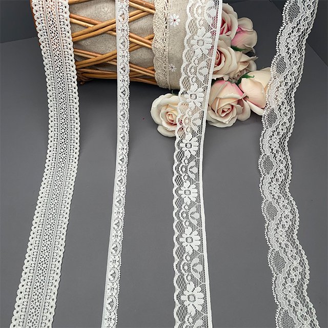 TUTON Custom Elastic French Lace 1.3/3.2/3.4 CM Trim Wholesale for Dress Stretch Lace Spandex / Nylon Oeko-tex 100 Standards DTM