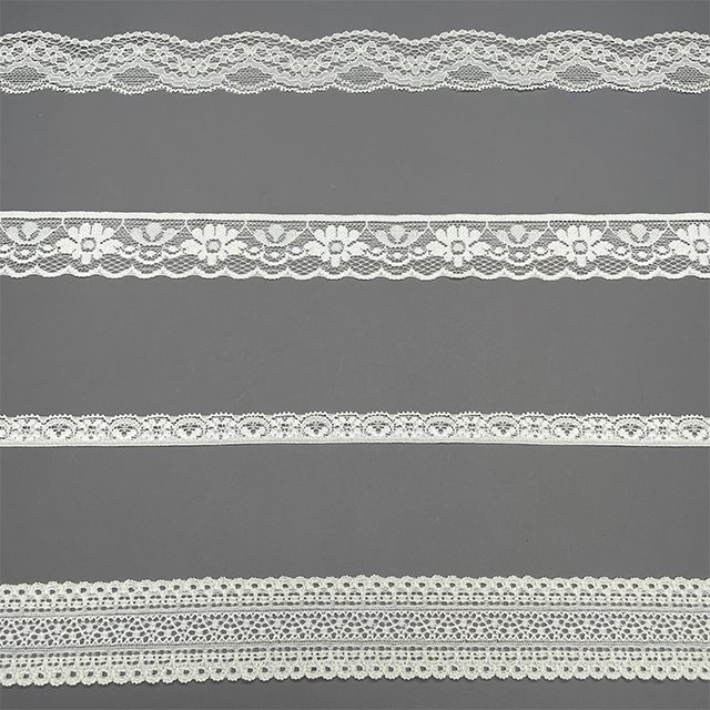TUTON Custom Elastic French Lace 1.3/3.2/3.4 CM Trim Wholesale for Dress Stretch Lace Spandex / Nylon Oeko-tex 100 Standards DTM