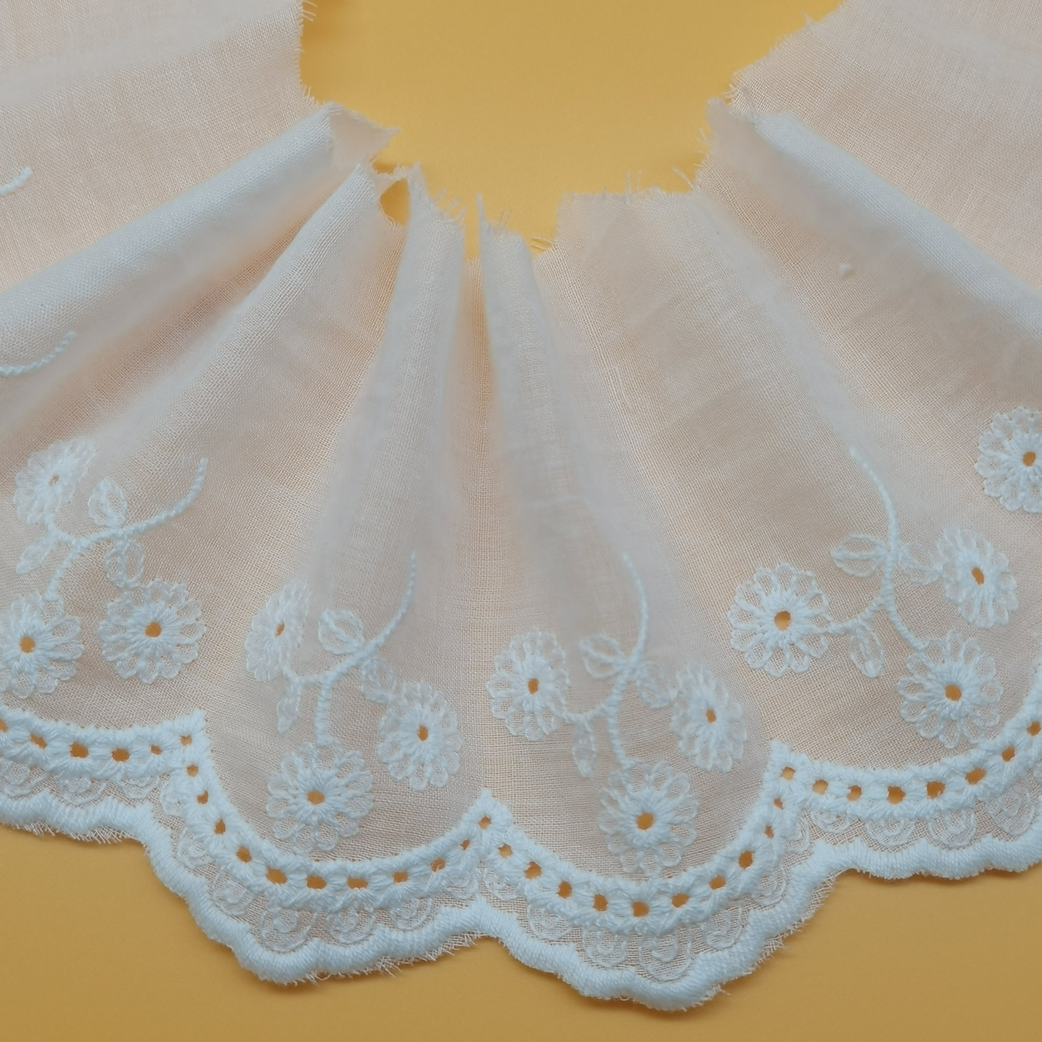 Wholesale Cotton Lace 10cm Wide White Lace Trim Cotton Eyelet Lace Trim