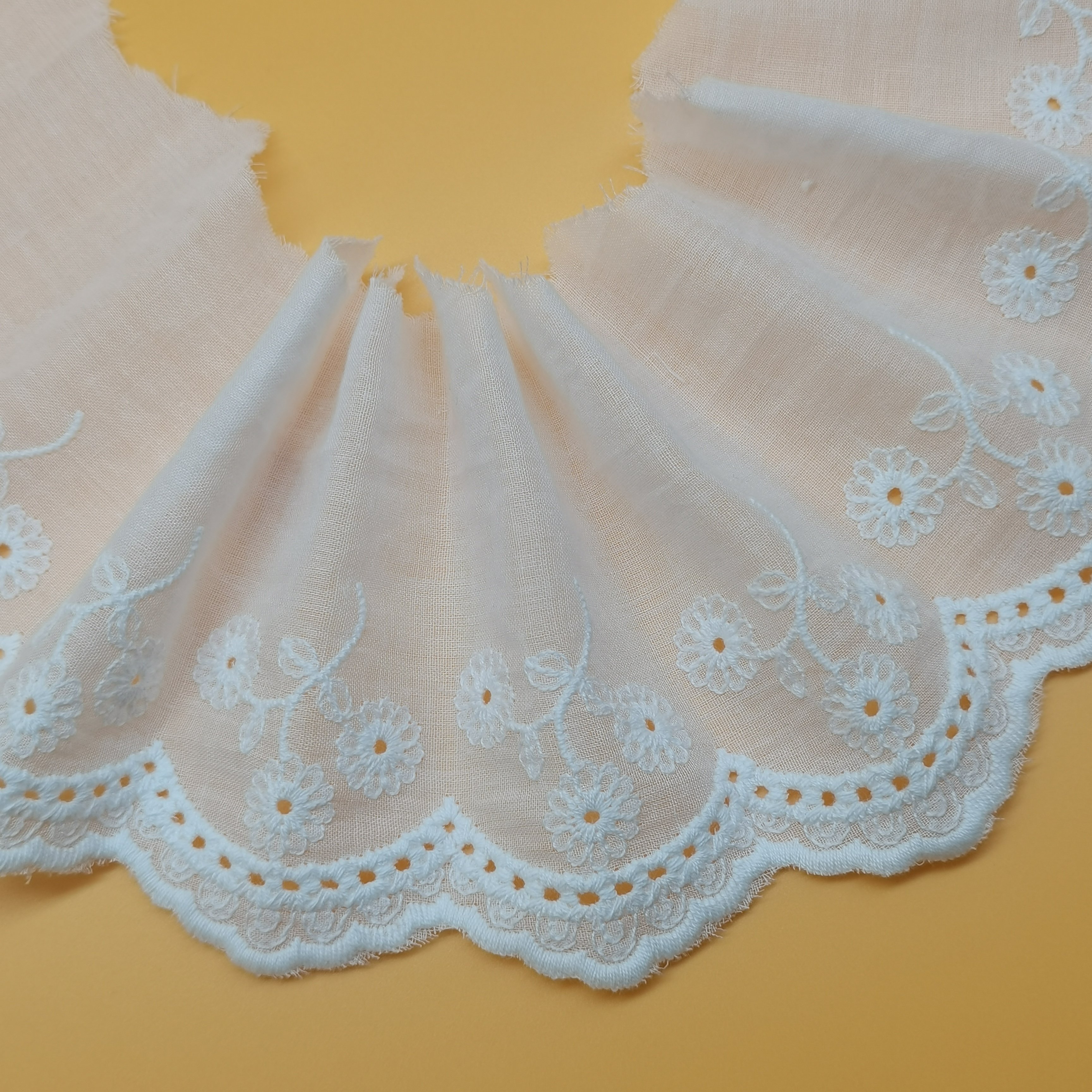 Wholesale Cotton Lace 10cm Wide White Lace Trim Cotton Eyelet Lace Trim