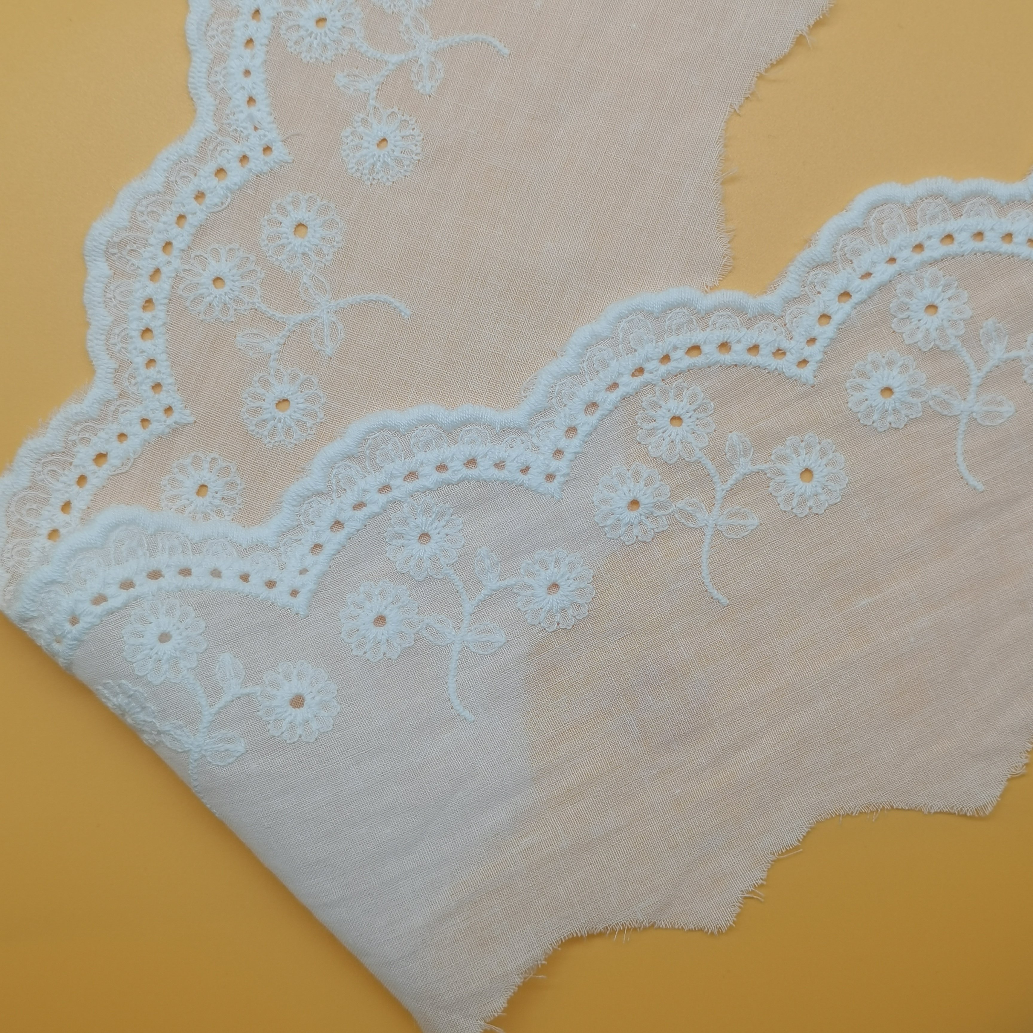 Wholesale Cotton Lace 10cm Wide White Lace Trim Cotton Eyelet Lace Trim