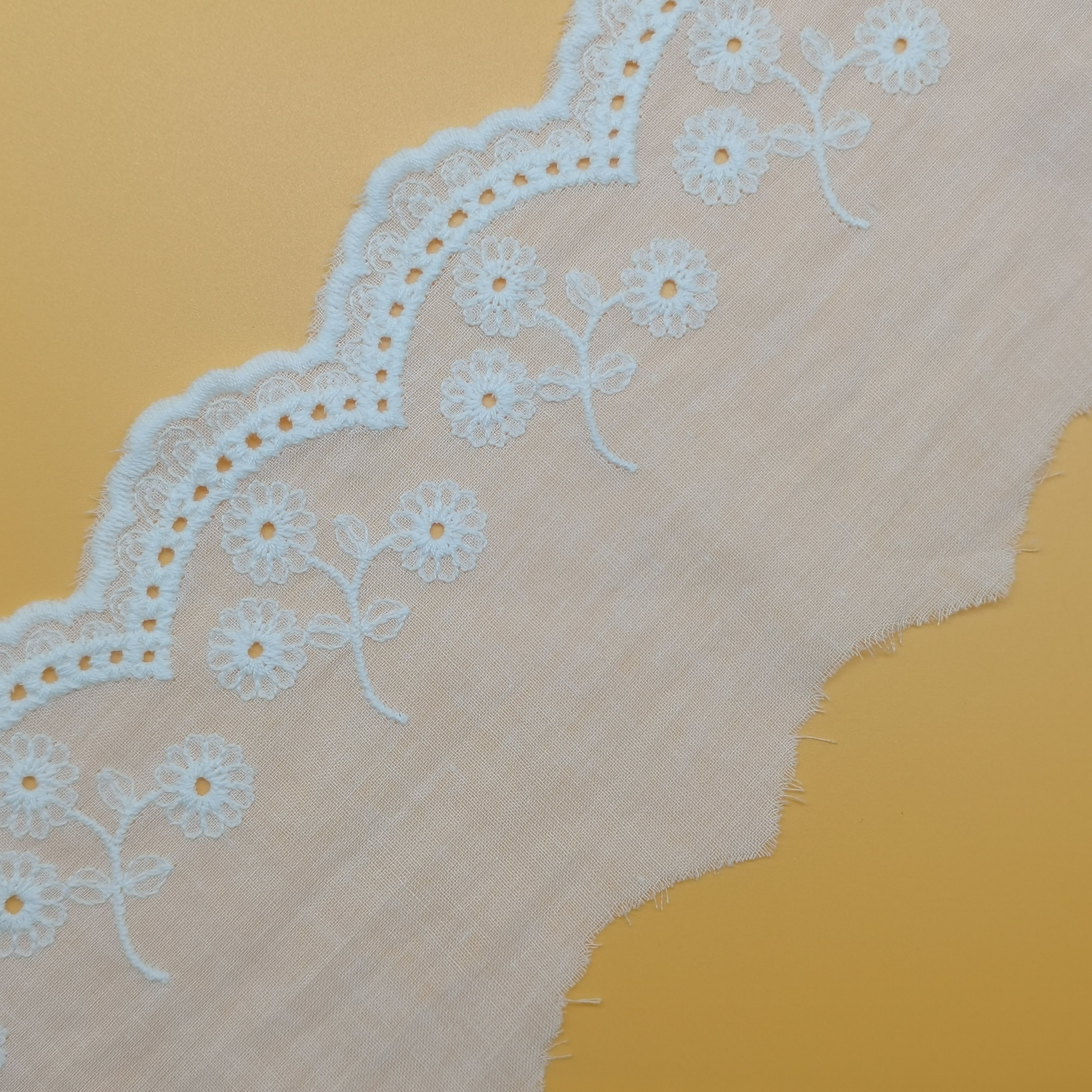 Wholesale Cotton Lace 10cm Wide White Lace Trim Cotton Eyelet Lace Trim