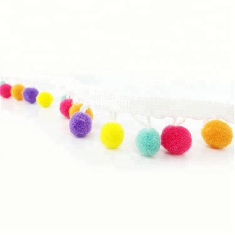 Wholesale DIY Colored Round Balls Curtain Pillow Decorative Beaded Fringe Trimming
