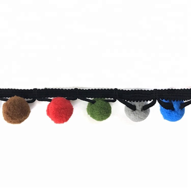 Wholesale DIY Colored Round Balls Curtain Pillow Decorative Beaded Fringe Trimming