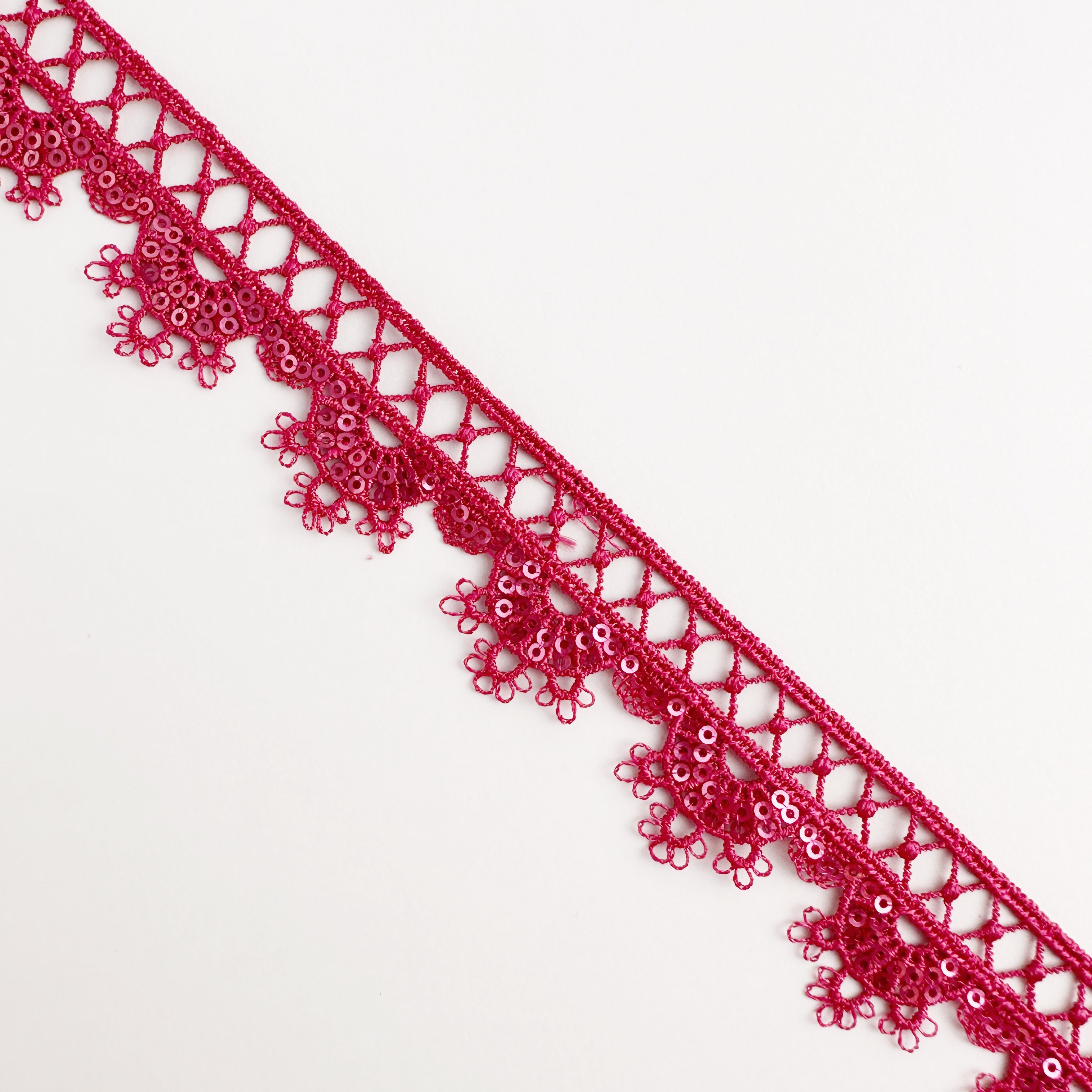 Wholesale Hot Sale Heart Lace Trim High Quality Embroidery Red Sequin Decorative Lace Trim For Dress
