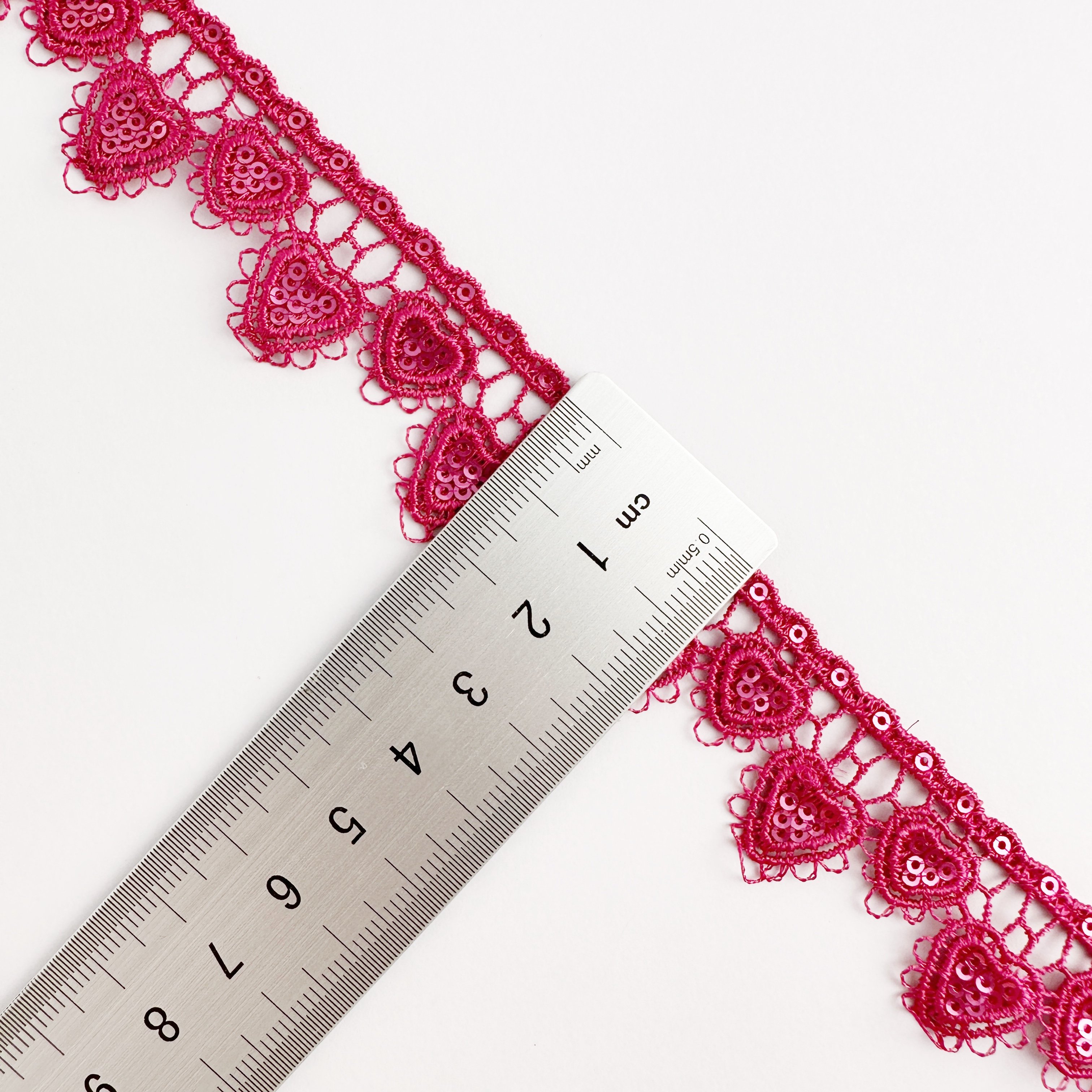 Wholesale Hot Sale Heart Lace Trim High Quality Embroidery Red Sequin Decorative Lace Trim For Dress