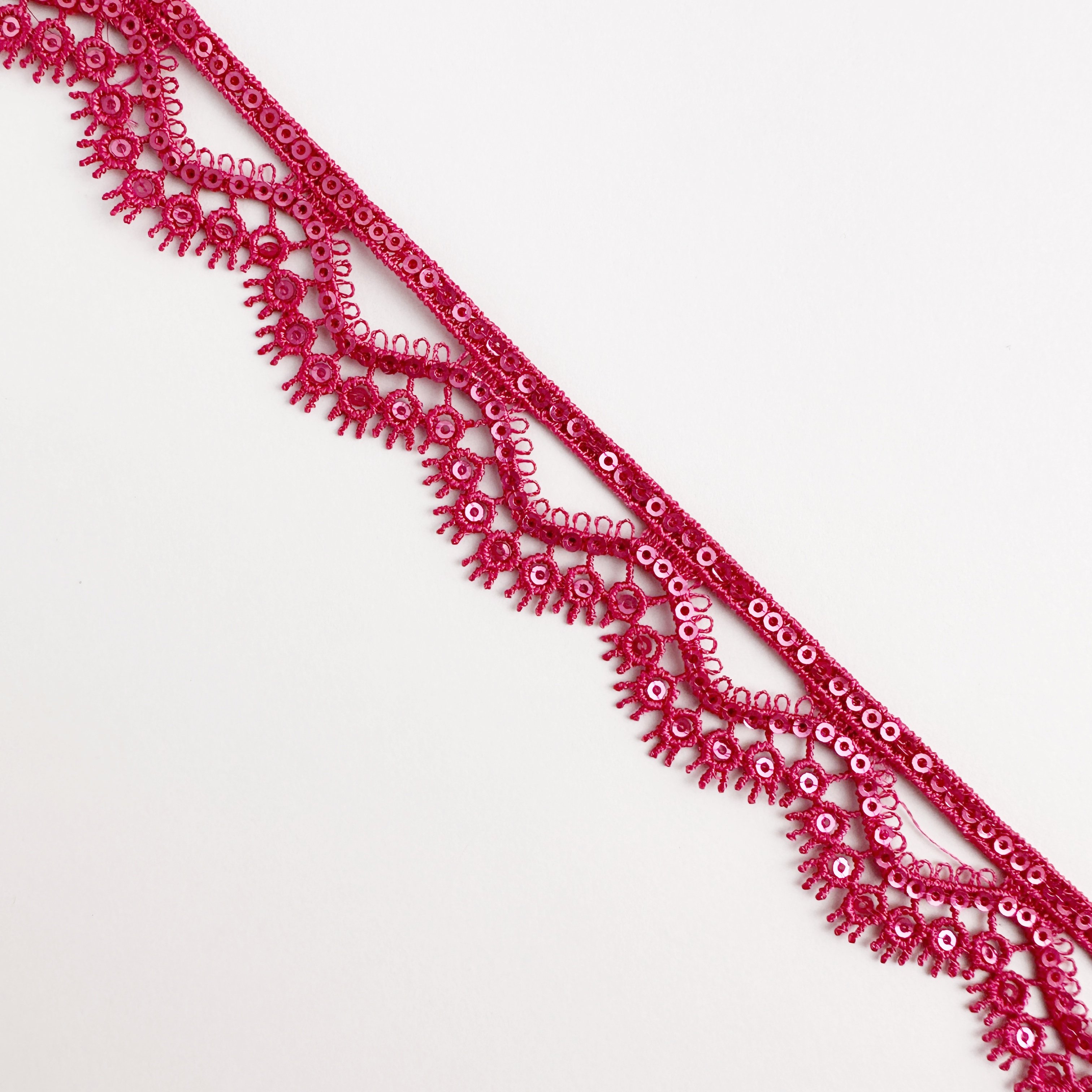 Wholesale Hot Sale Heart Lace Trim High Quality Embroidery Red Sequin Decorative Lace Trim For Dress