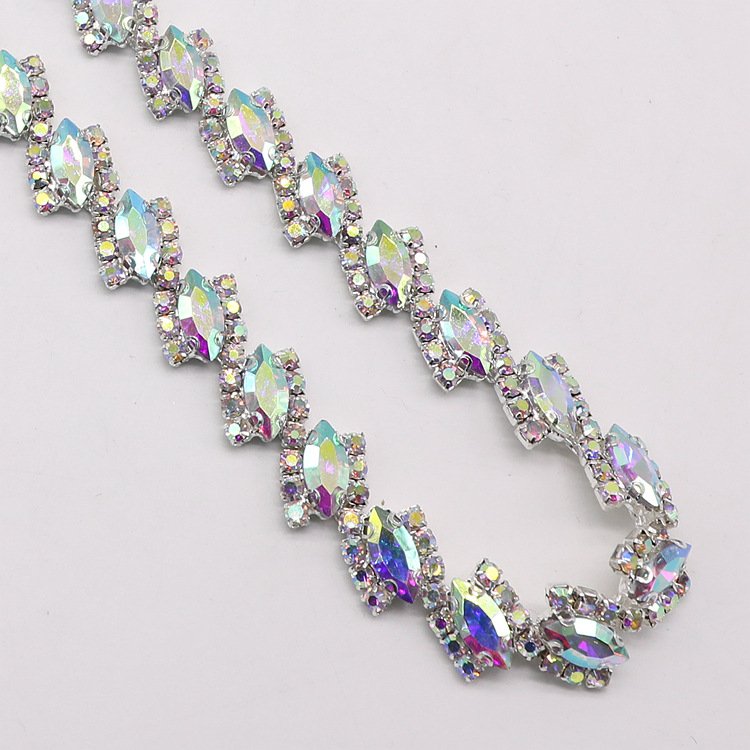 JFRC034 Fashion Bridal Sash Rhinestone Trim Applique Crystal Rhinestone Chain Trimming for Wedding Belt Garment Accessories