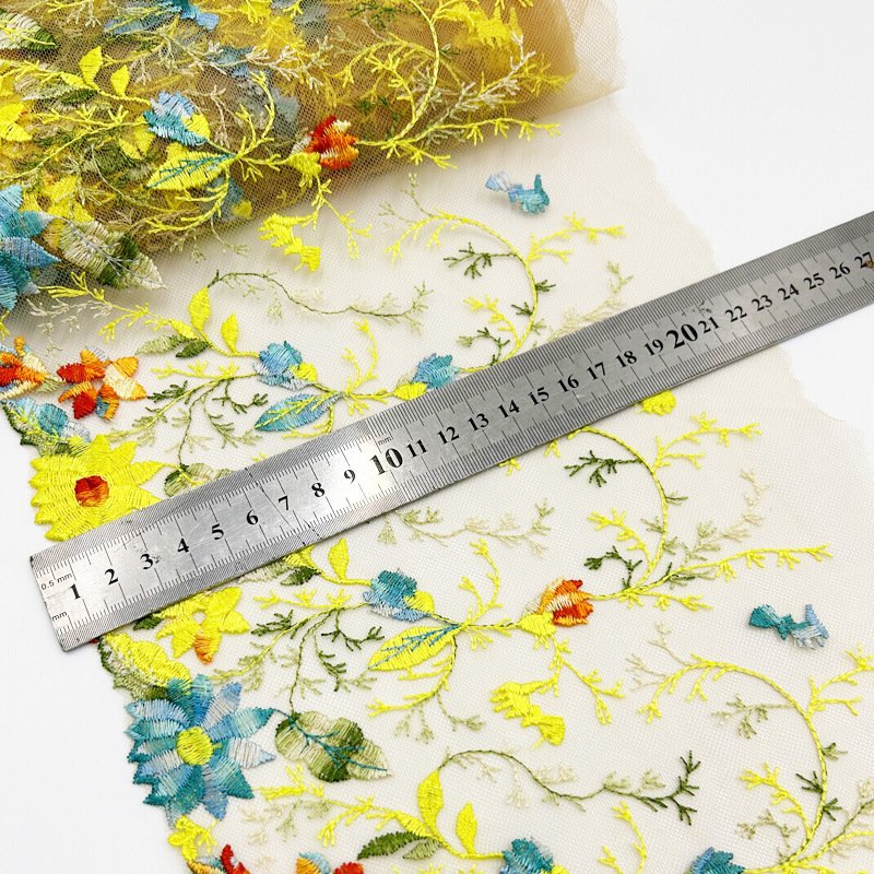 Wholesale of yellow exquisite small flower elastic knitted embroidery underwear lace accessories trim
