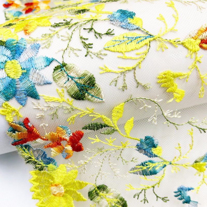 Wholesale of yellow exquisite small flower elastic knitted embroidery underwear lace accessories trim
