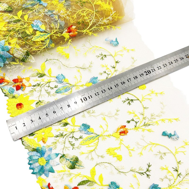 Wholesale of yellow exquisite small flower elastic knitted embroidery underwear lace accessories trim