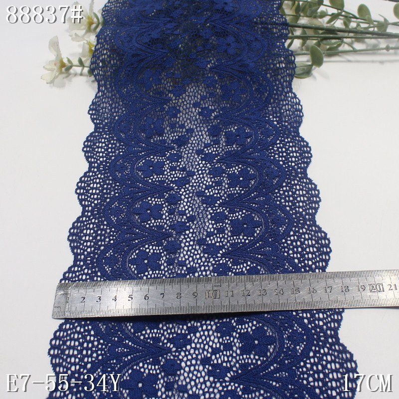 Wholesale Width 17cm mesh lace accessories soft black white hollowed elastic stretch underwear decoration lace trim For women