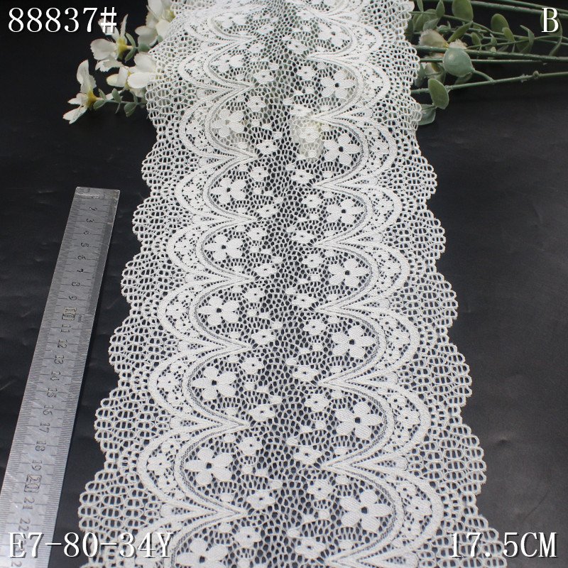 Wholesale Width 17cm mesh lace accessories soft black white hollowed elastic stretch underwear decoration lace trim For women