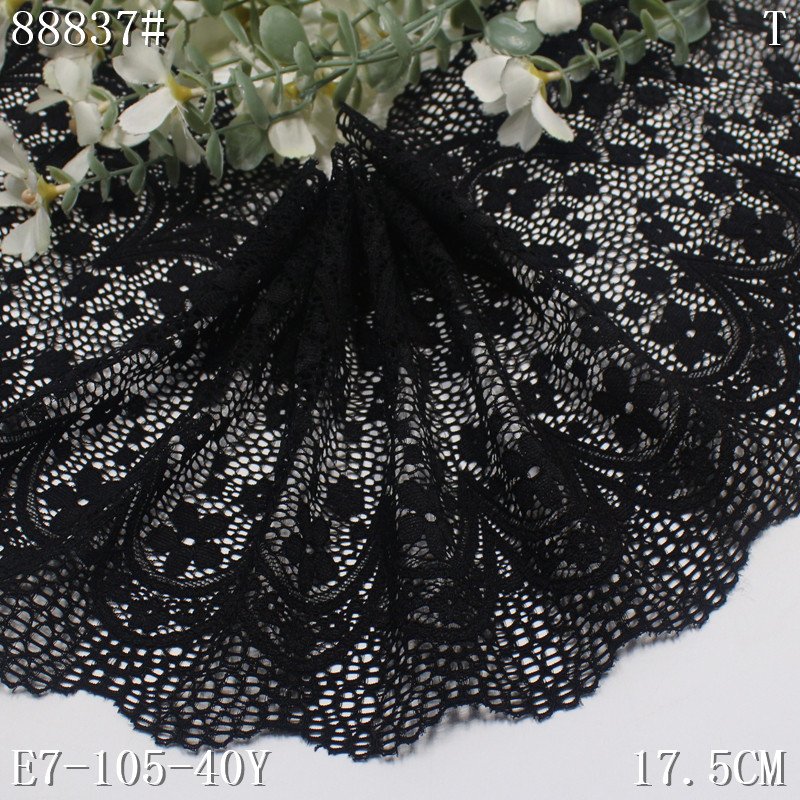 Wholesale Width 17cm mesh lace accessories soft black white hollowed elastic stretch underwear decoration lace trim For women