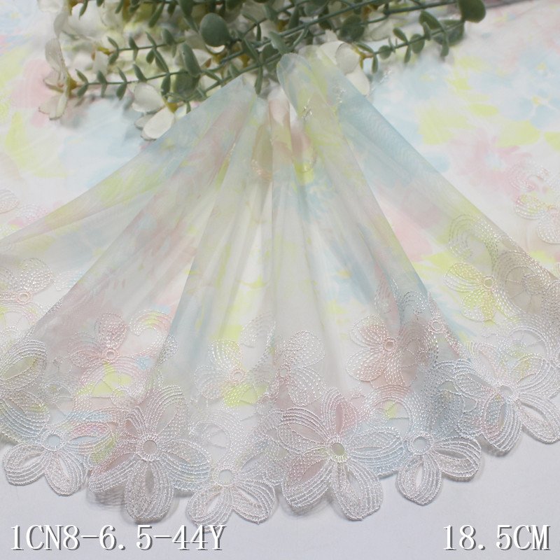 Hollow Out 18cm Embroidery Lace Trim multi color printed Tulle encajes Lace Embroidered Guipure Lace fabric for dress