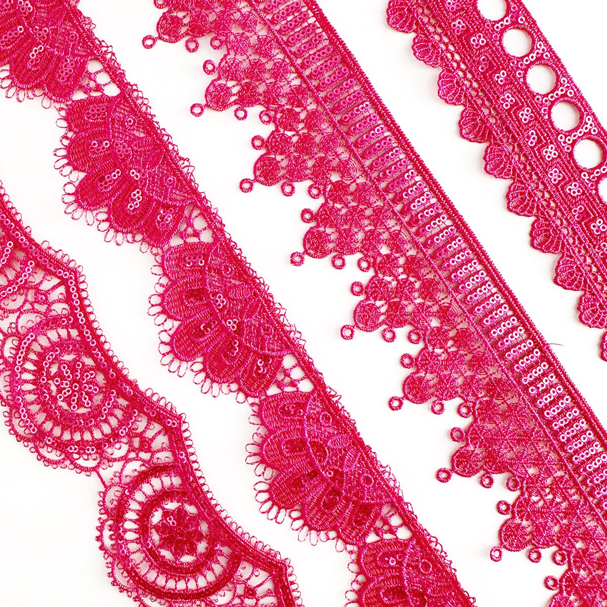 High Quality Hot Sale Sequins Renda Lace Multicolor Embroidery Border Lace Ribbon Lace Trim