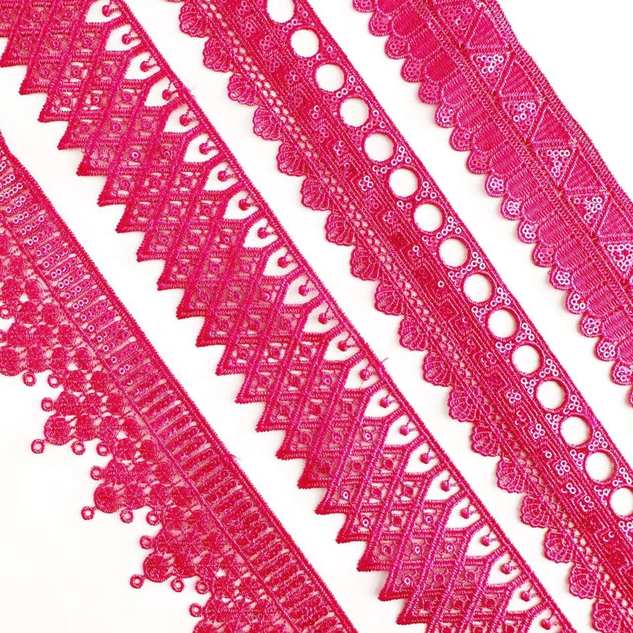 High Quality Hot Sale Sequins Renda Lace Multicolor Embroidery Border Lace Ribbon Lace Trim