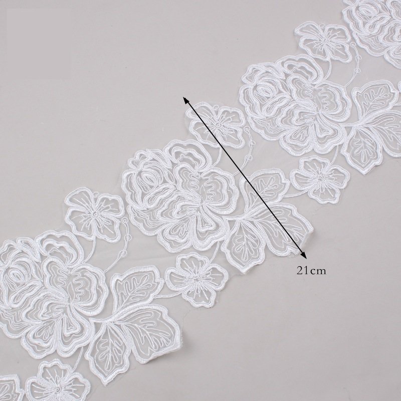Wholesale Cotton Embroidery Cross Net Tulle Bridal 3d Lace Trim Golden Lace Fabric With Scallop For Diy Dress Accessories