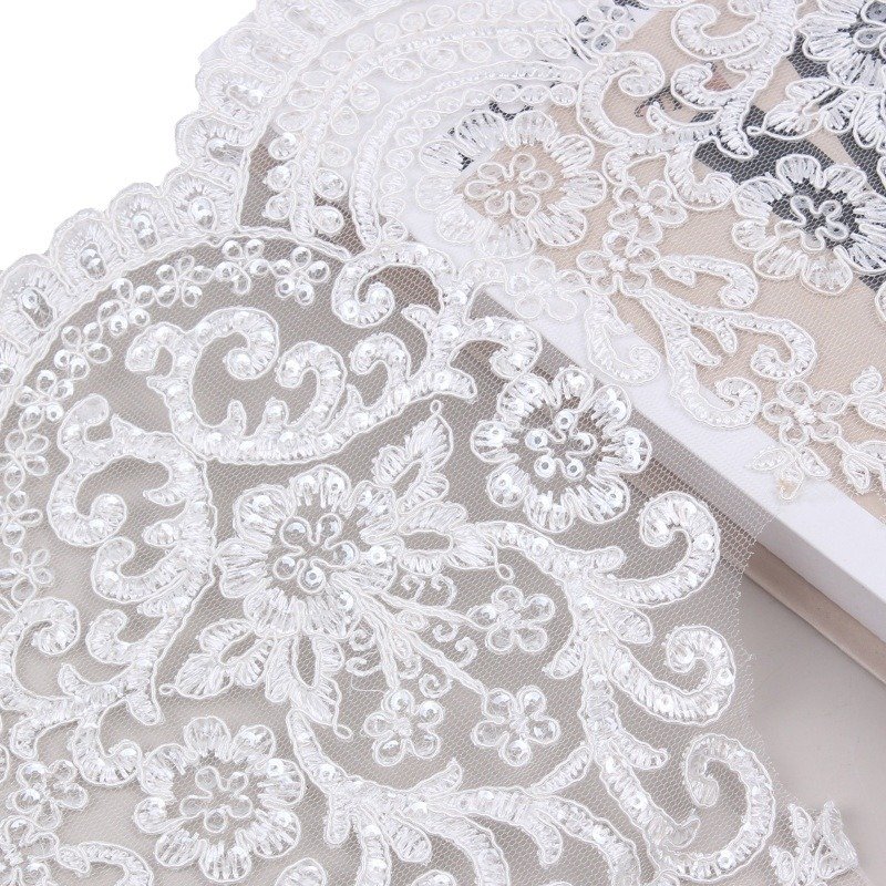 Wholesale Cotton Embroidery Cross Net Tulle Bridal 3d Lace Trim Golden Lace Fabric With Scallop For Diy Dress Accessories