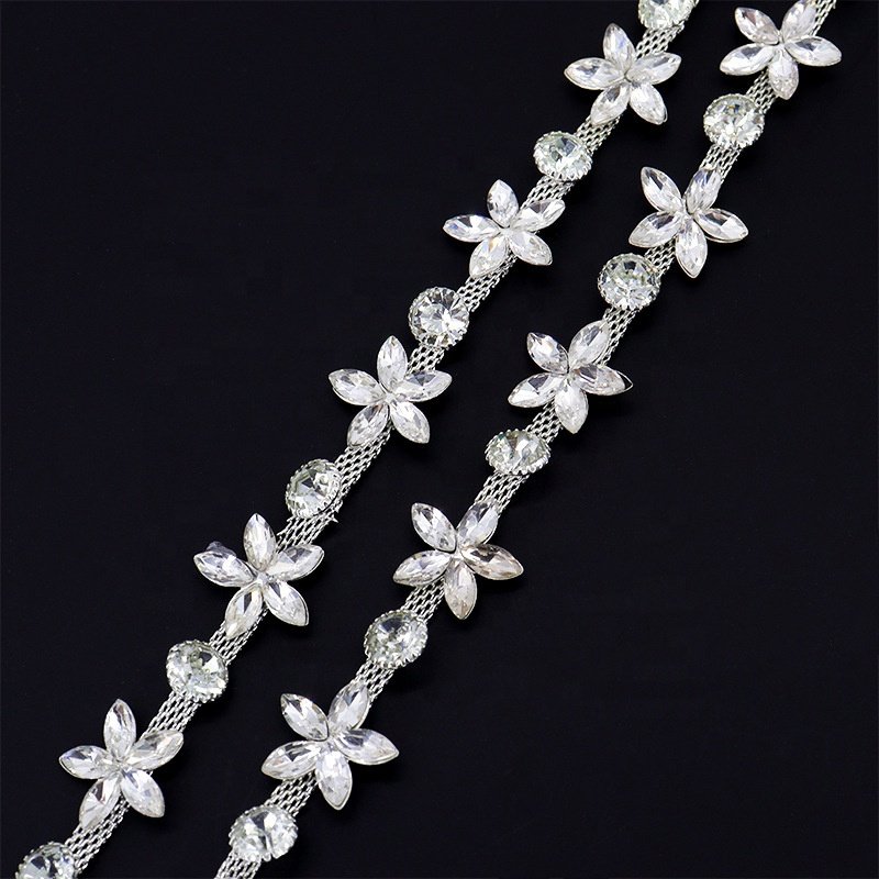 Many kinds of shiny clear rhinestone chain trimming for shoes/waistband/bags decoration LT0364