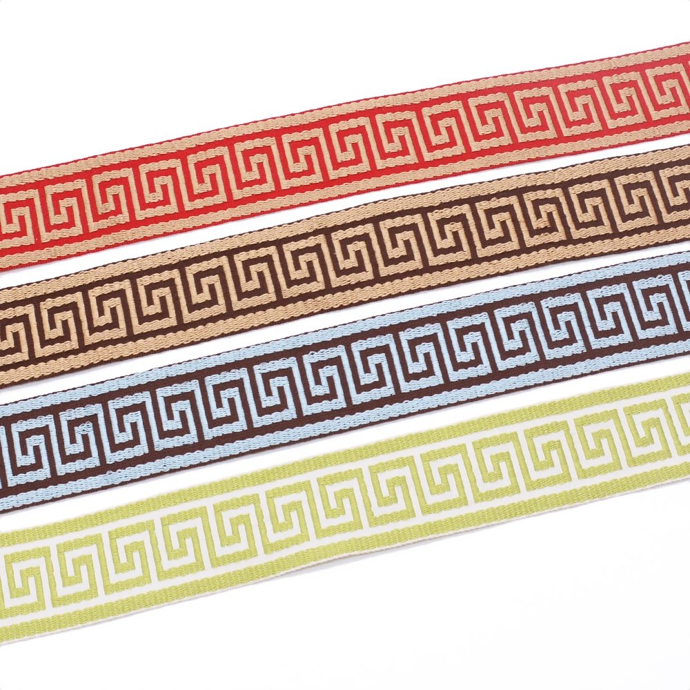 Customized polyester greek key webbing jacquard hat trimmings