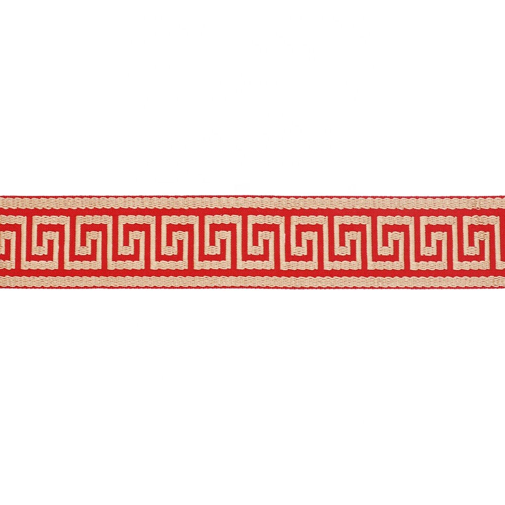 Customized polyester greek key webbing jacquard hat trimmings