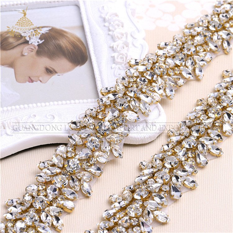 LG1072 DIY Rhinestone Trim,Silver Clear Crystal Lace Trim Wedding Accessories