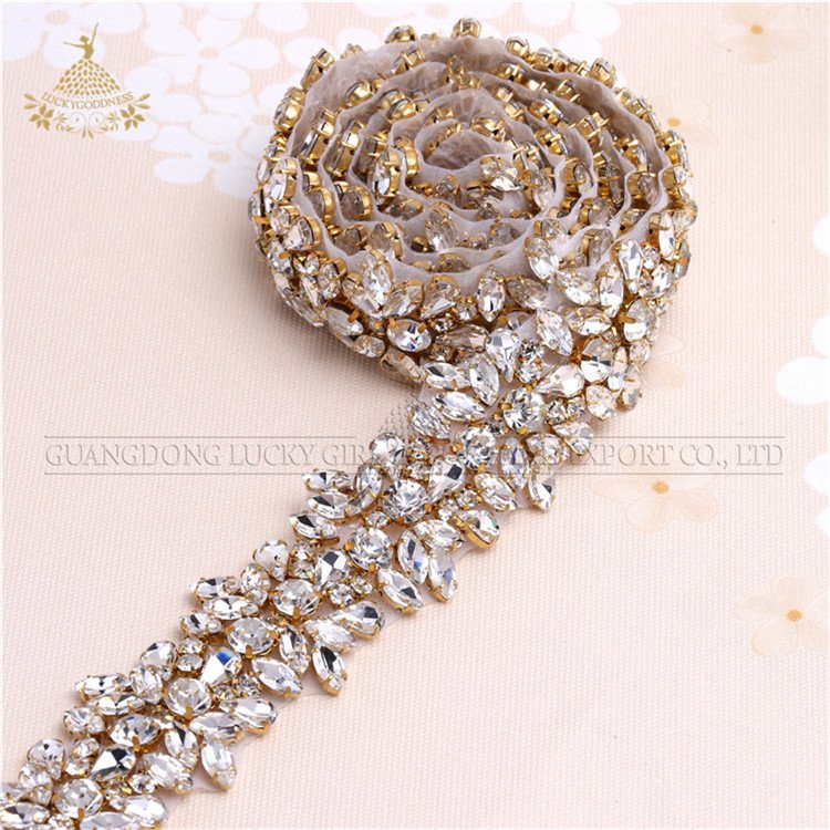 LG1072 DIY Rhinestone Trim,Silver Clear Crystal Lace Trim Wedding Accessories