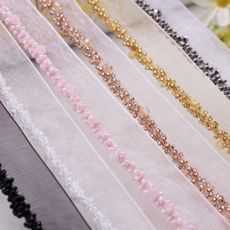 1.8cm Diamond Beaded Lace Ribbon Embroidery Lace Fabric Silk Tassel Clothing Accessory Handmade Trim
