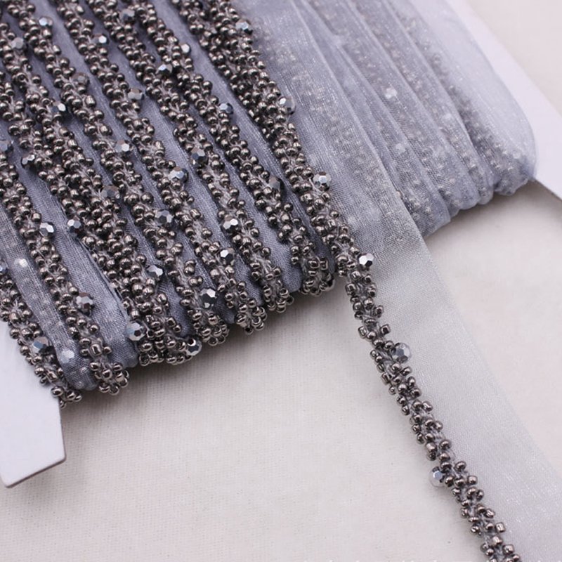 1.8cm Diamond Beaded Lace Ribbon Embroidery Lace Fabric Silk Tassel Clothing Accessory Handmade Trim
