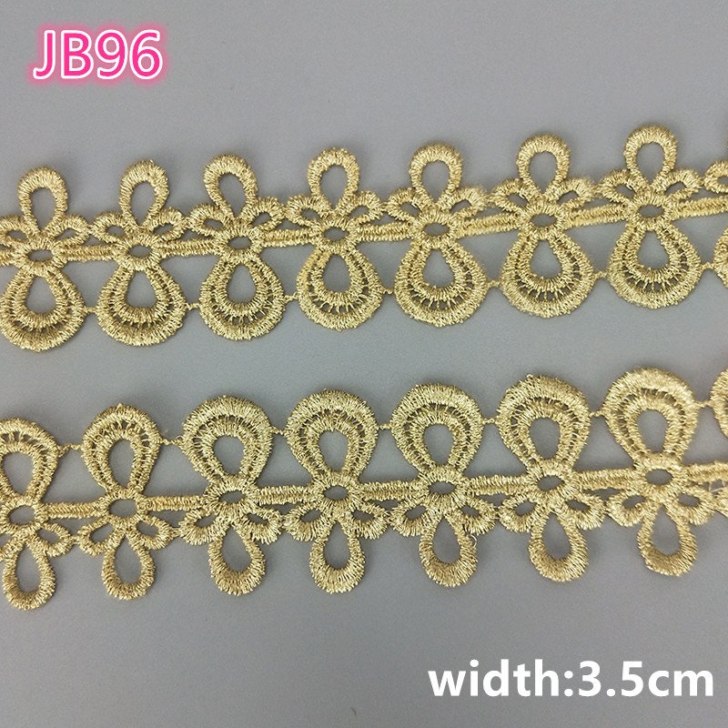 direct Guipure Embroidered hollow out Trimming Fabric for Bridal Dresses Woman Clothes Sari JDB96 Ribete De Encaje Golden