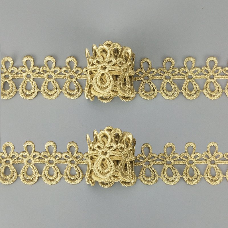 direct Guipure Embroidered hollow out Trimming Fabric for Bridal Dresses Woman Clothes Sari JDB96 Ribete De Encaje Golden