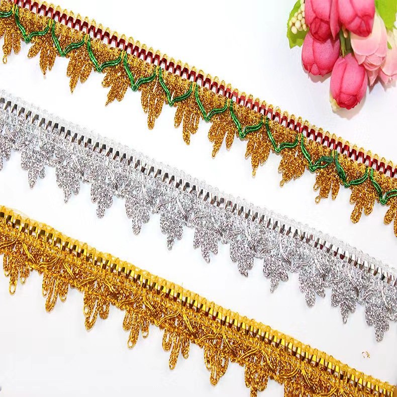 Wholesale 3cm clothing accessories metallic lace trim border lace trim Gold Lace Trim with Beading
