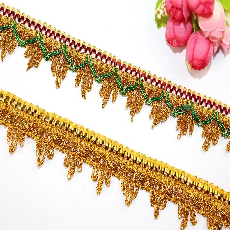 Wholesale 3cm clothing accessories metallic lace trim border lace trim Gold Lace Trim with Beading