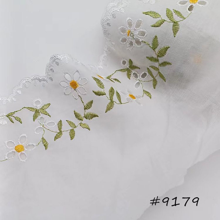 15.5cm Wide Polyester Multicolor Embroidery Lace Bamboo Pattern with Carved Hole Made of Cotton-for Weddings Bags Stock Supply