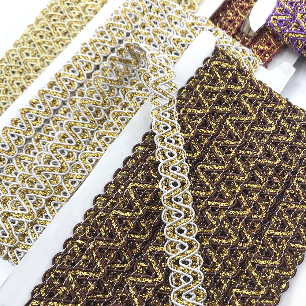 Other Polyester Gold and Silver Fashion Trimming Knitted Shiny Lace Trimming