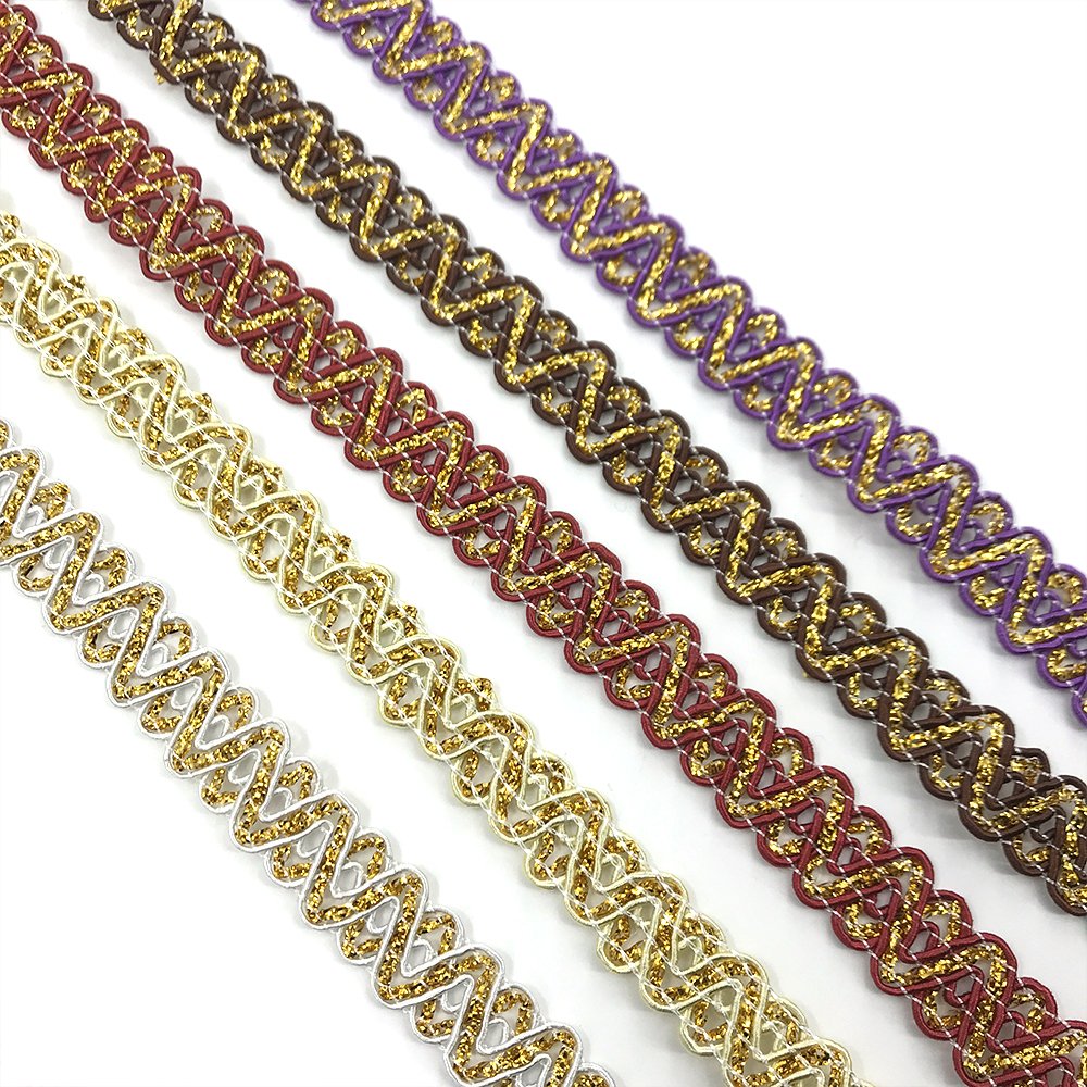 Other Polyester Gold and Silver Fashion Trimming Knitted Shiny Lace Trimming
