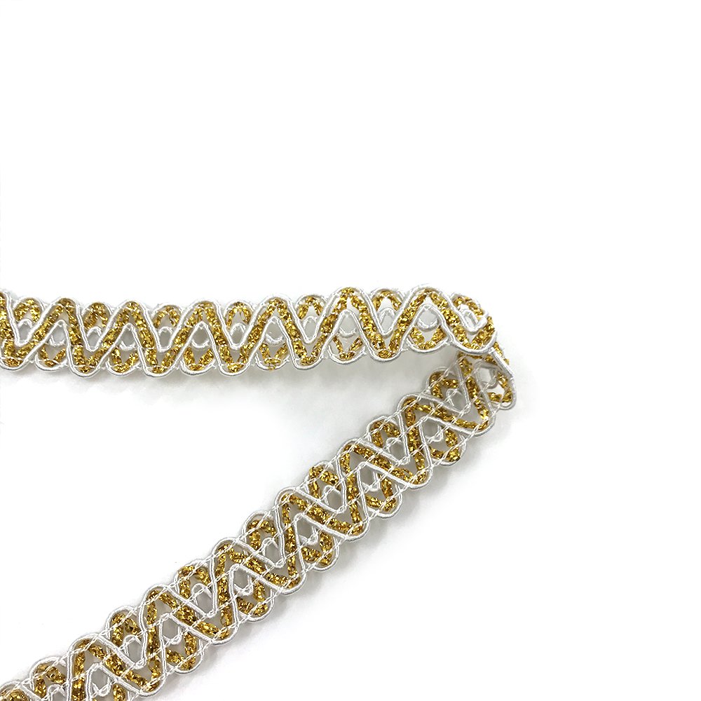 Other Polyester Gold and Silver Fashion Trimming Knitted Shiny Lace Trimming