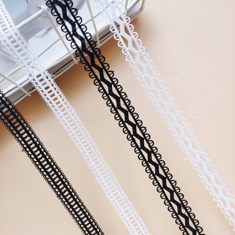 2024 New Arrivals Stretch Lace Trim Embroidery Polyester Lace Ribbons White Embroidery Trimming Lace