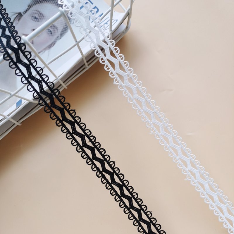 2024 New Arrivals Stretch Lace Trim Embroidery Polyester Lace Ribbons White Embroidery Trimming Lace