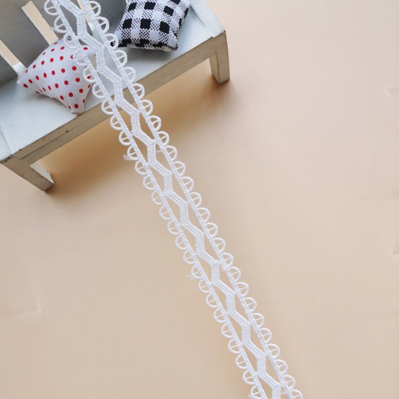 2024 New Arrivals Stretch Lace Trim Embroidery Polyester Lace Ribbons White Embroidery Trimming Lace