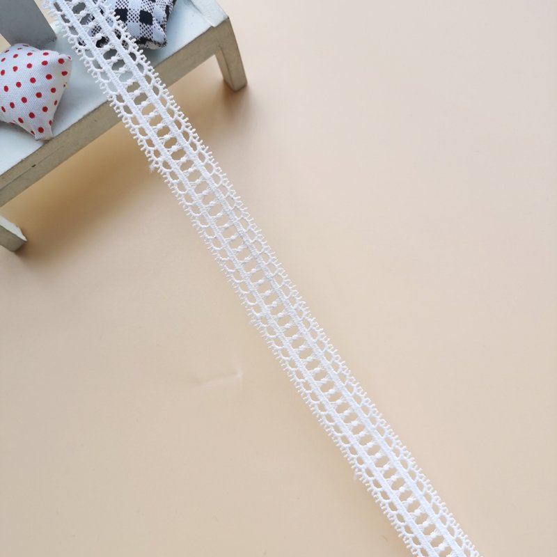 2024 New Arrivals Stretch Lace Trim Embroidery Polyester Lace Ribbons White Embroidery Trimming Lace